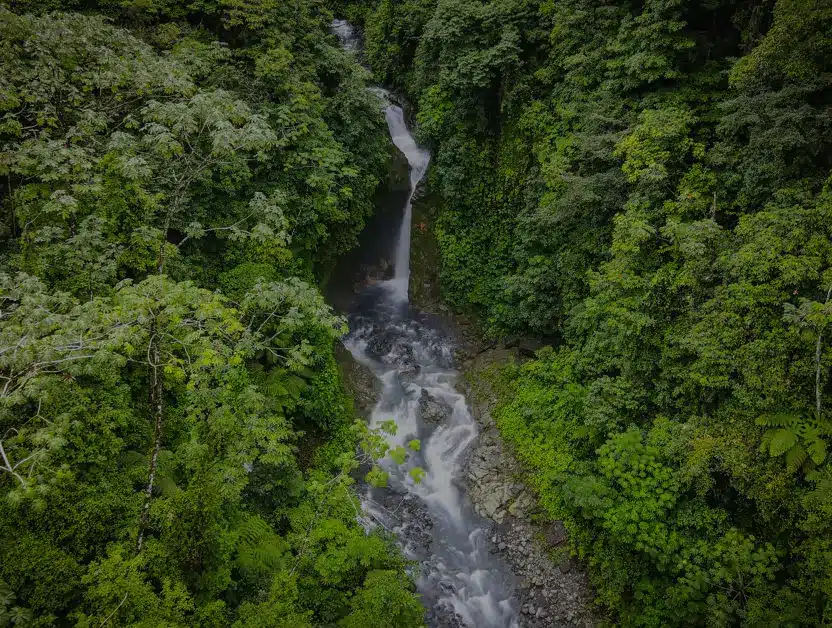 Waterfall at Sensoria's rainforest reserve, Costa Rica