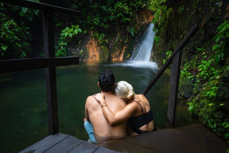 Guests relaxing in natural thermal springs Costa Rica Sensoria