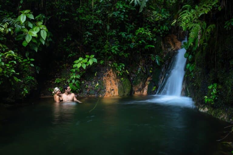 Morpho thermal pool surrounded by Costa Rica rainforest