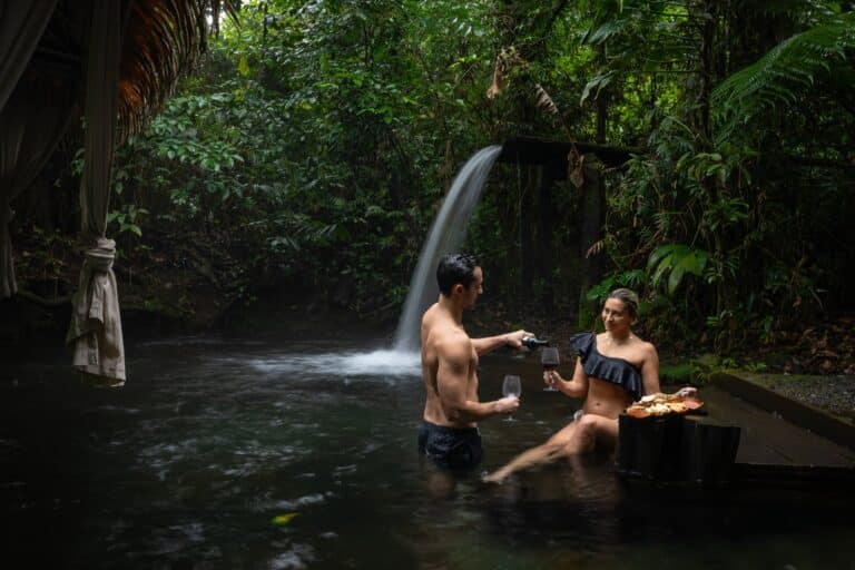 Wine and cheese board luxury spa Costa Rica thermal pools