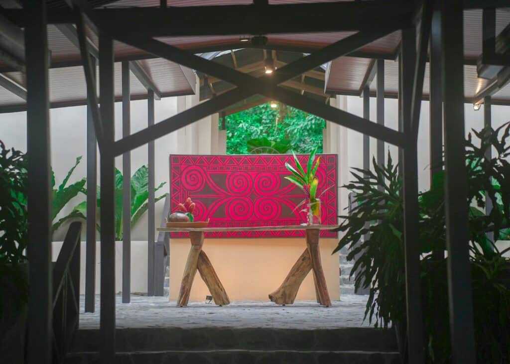 Sensoria's reception and welcome area in the rainforest