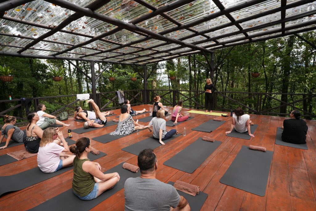 Yoga session in Sensoria's rainforest reserve