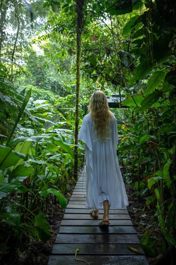 Rainforest spa day attire at Sensoria
