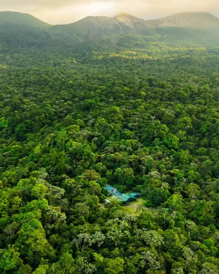 Aerial view of the Sensoria rainforest reserve below Rincón de la Vieja